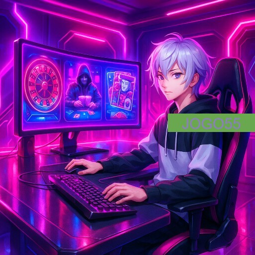 Imagem promocional da JOGO55 mostrando a plataforma e suas vantagens