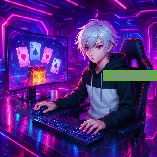 Imagem promocional da JOGO55 mostrando a plataforma e suas vantagens